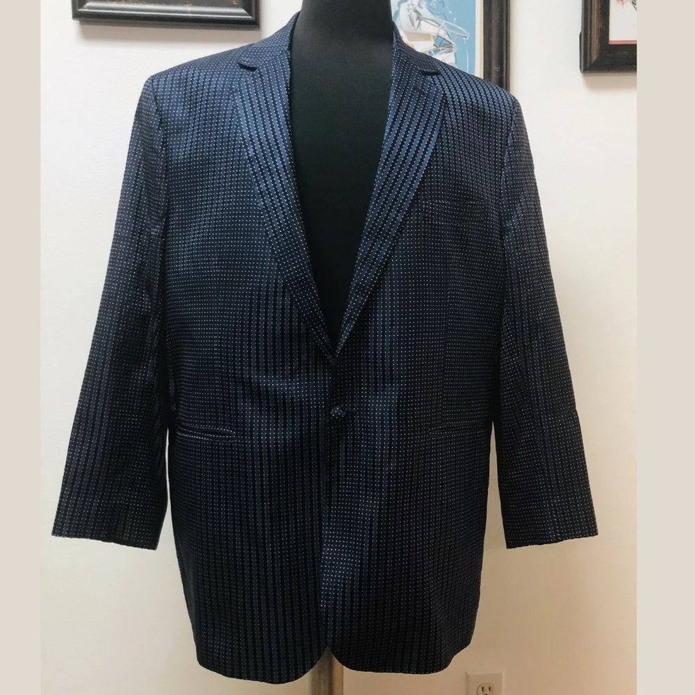 Favourbrook London Black Blue Silk Jacket sz 46